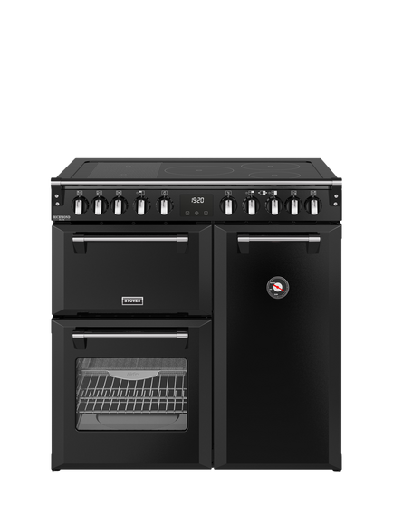Stoves Richmond Deluxe 90cm Electric Induction Hob Range Cooker, Black, Black