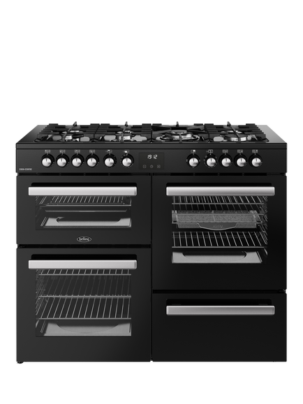 Belling Cookcentre 110cm Gas Hob Range Cooker, Black, Black