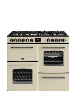 Belling Farmhouse 100cm Dual Fuel Gas Hob Range Cooker, Cream, Cream