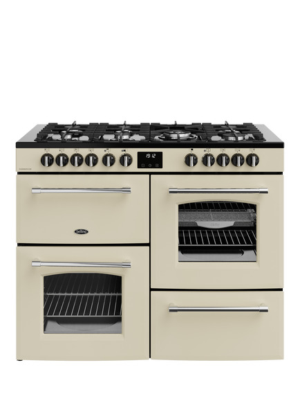 Belling Farmhouse 110cm Dual Fuel Gas Hob Range Cooker, Cream, Cream