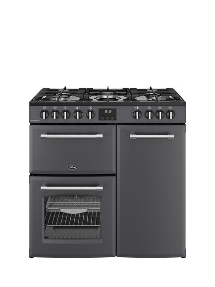 Belling Farmhouse 90cm Dual Fuel Gas Hob Range Cooker, Anthracite, Anthracite