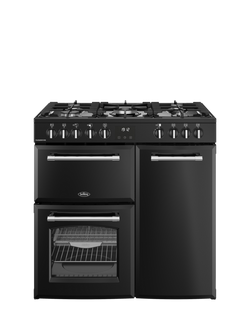 Belling Farmhouse 90DF Dual Fuel Range Cooker, Black, Black