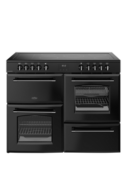 Belling Farmhouse 110cm Electric Ceramic Hob Range Cooker, Black, Black