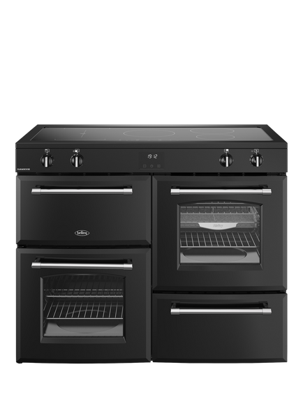 Belling Farmhouse 110cm Electric Induction Hob Range Cooker, Black, Black