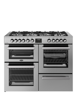 Belling Cookcentre 110cm Dual Fuel Gas Hob Range Cooker, Stainless, Stainless