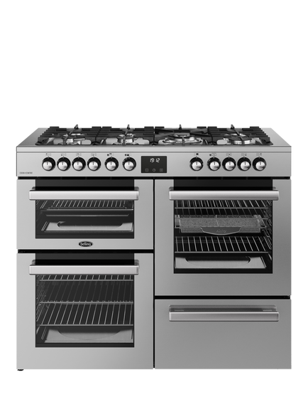 Belling Cookcentre 110cm Dual Fuel Gas Hob Range Cooker, Stainless, Stainless