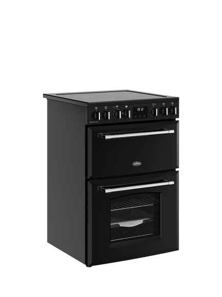 Belling Farmhouse 60cm Electric Range Cooker, Black - view 2, Black