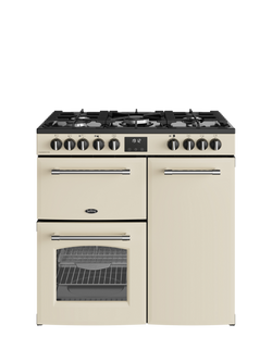Belling Farmhouse 90DF Dual Fuel Range Cooker, Cream, Cream