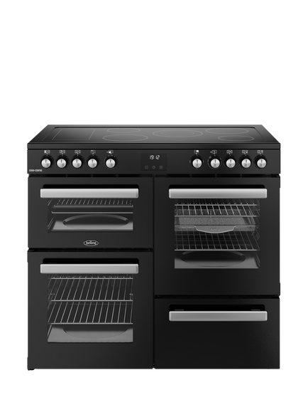 Belling Cookcentre 100cm Electric Ceramic Hob Range Cooker, Black, Black