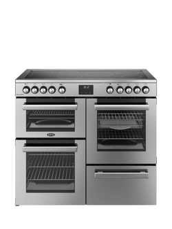 Belling Cookcentre 100E Electric Range Cooker with Ceramic Hob, Stainless, Stainless