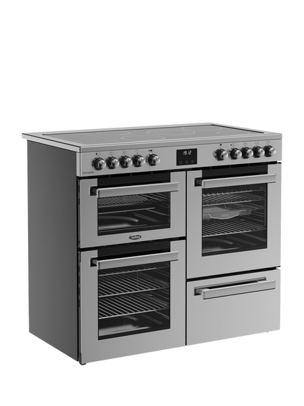 Belling Cookcentre 100E Electric Range Cooker with Ceramic Hob, Stainless - view 2, Stainless