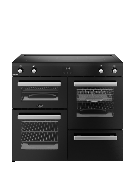 Belling Cookcentre 100cm Electric Induction Hob Range Cooker, Black, Black