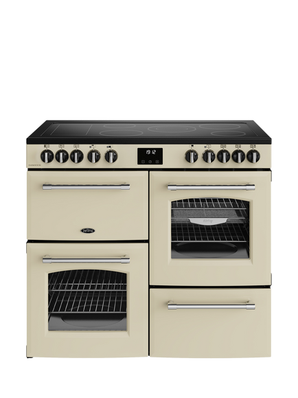 Belling Farmhouse 100cm Electric Ceramic Hob Range Cooker, Cream, Cream