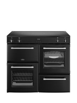 Belling Farmhouse 100cm Electric Induction Hob Range Cooker, Black, Black