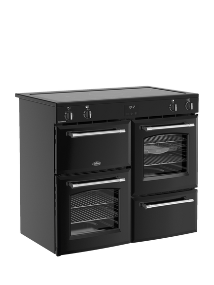 Belling Farmhouse 100cm Electric Induction Hob Range Cooker, Black - view 2, Black