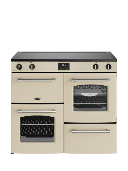 Belling Farmhouse 100cm Electric Induction Hob Range Cooker, Cream, Cream