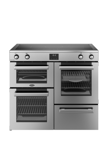 Belling Cookcentre 100cm Electric Induction Hob Range Cooker, Stainless, Stainless