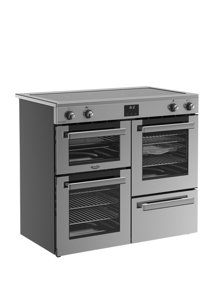 Belling Cookcentre 100cm Electric Induction Hob Range Cooker, Stainless - view 2, Stainless