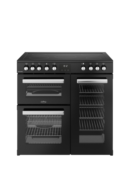 Belling Cookcentre 90cm Electric Ceramic Hob Range Cooker, Black, Black
