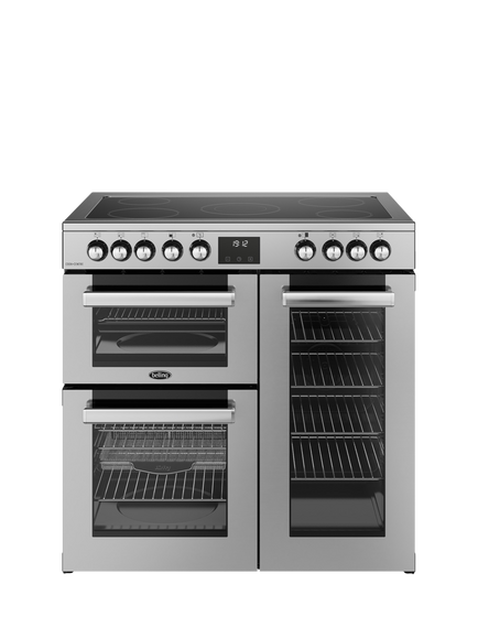 Belling Cookcentre 90cm Electric Ceramic Hob Range Cooker, Stainless, Stainless