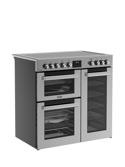 Belling Cookcentre 90cm Electric Ceramic Hob Range Cooker, Stainless - view 2, Stainless