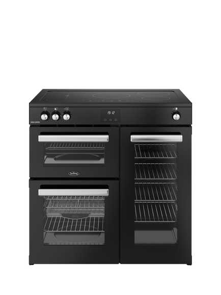 Belling Cookcentre 90cm Electric Induction Hob Range Cooker, Black, Black