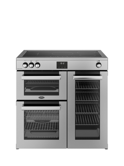 Belling Cookcentre 90cm Electric Induction Hob Range Cooker, Stainless, Stainless