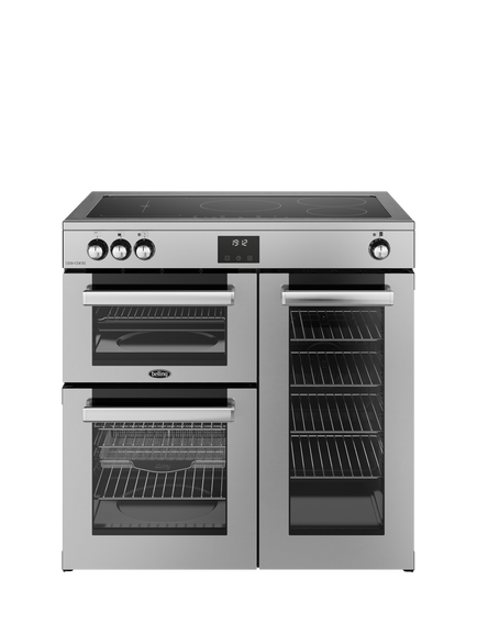 Belling Cookcentre 90cm Electric Induction Hob Range Cooker, Stainless, Stainless
