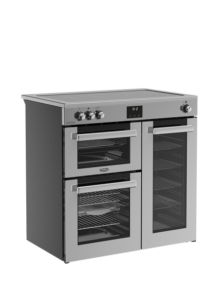 Belling Cookcentre 90cm Electric Induction Hob Range Cooker, Stainless - view 2, Stainless