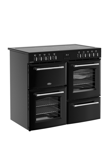 Belling Farmhouse 100cm Electric Ceramic Hob Range Cooker, Black - view 2, Black