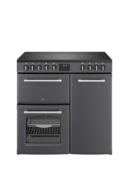 Belling Farmhouse 90cm Electric Ceramic Hob Range Cooker, Anthracite, Anthracite