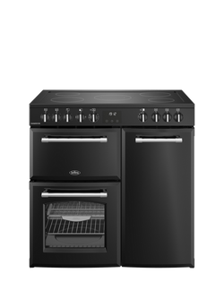 Belling Farmhouse 90cm Electric Ceramic Hob Range Cooker, Black, Black