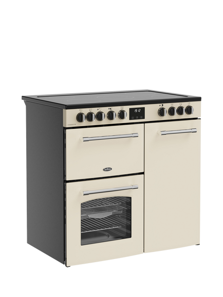 Belling Farmhouse 90cm Electric Ceramic Hob Range Cooker, Cream - view 2, Cream