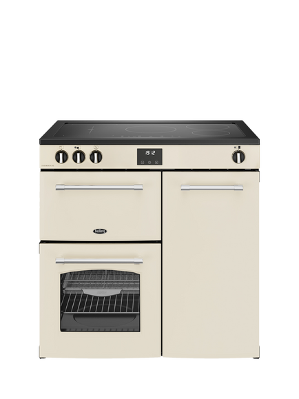Belling Farmhouse 90cm Electric Induction Hob Range Cooker, Cream, Cream