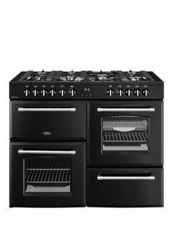 Belling Farmhouse Gas Hob Range Cooker, Black, Black