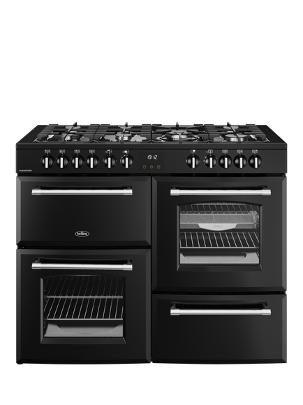 Belling Farmhouse Gas Hob Range Cooker, Black, Black