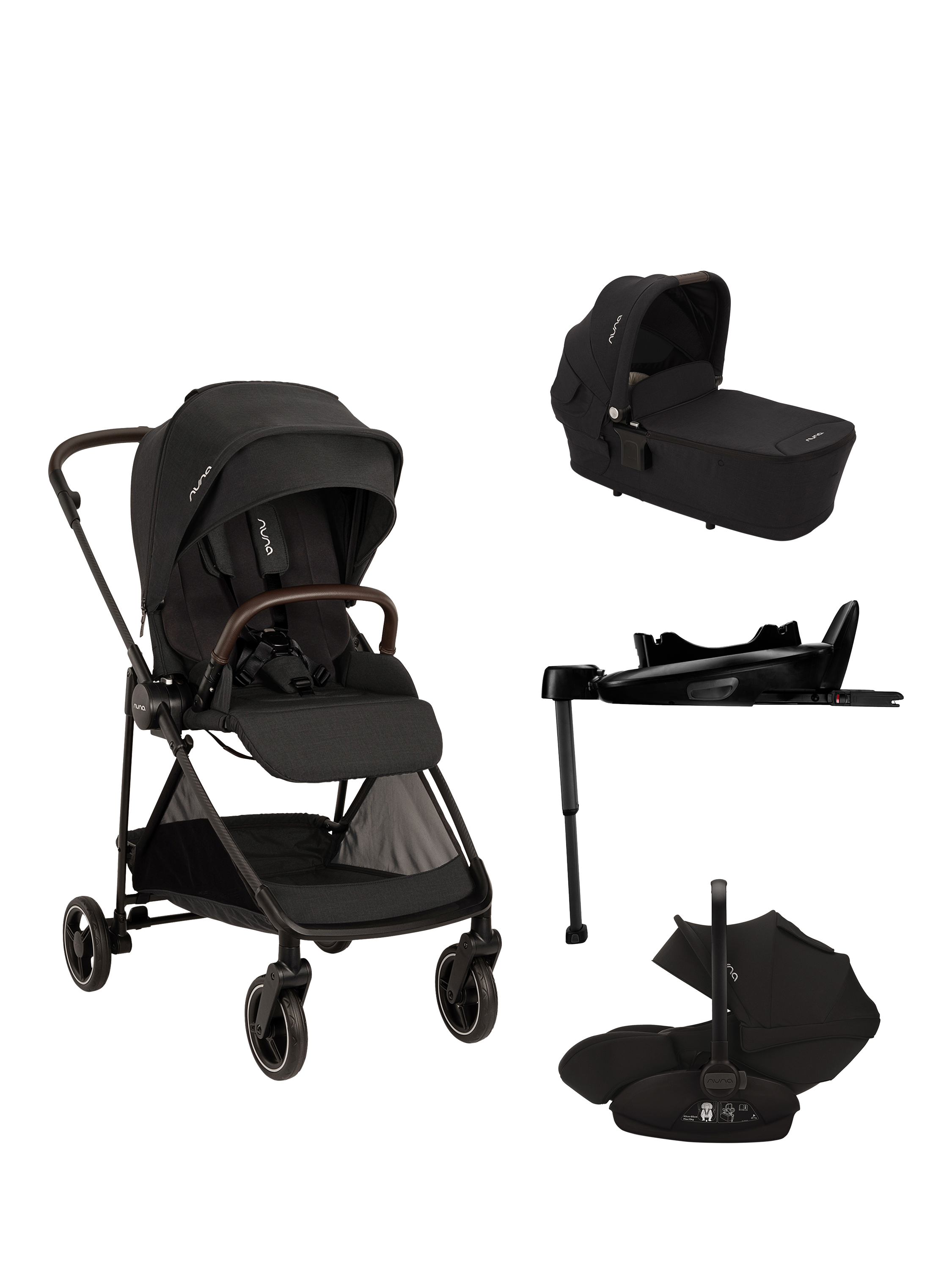 Nuna IXXA Next Pushchair and LYTL Carrycot with ARRA Next and BASE Next Travel Bundle