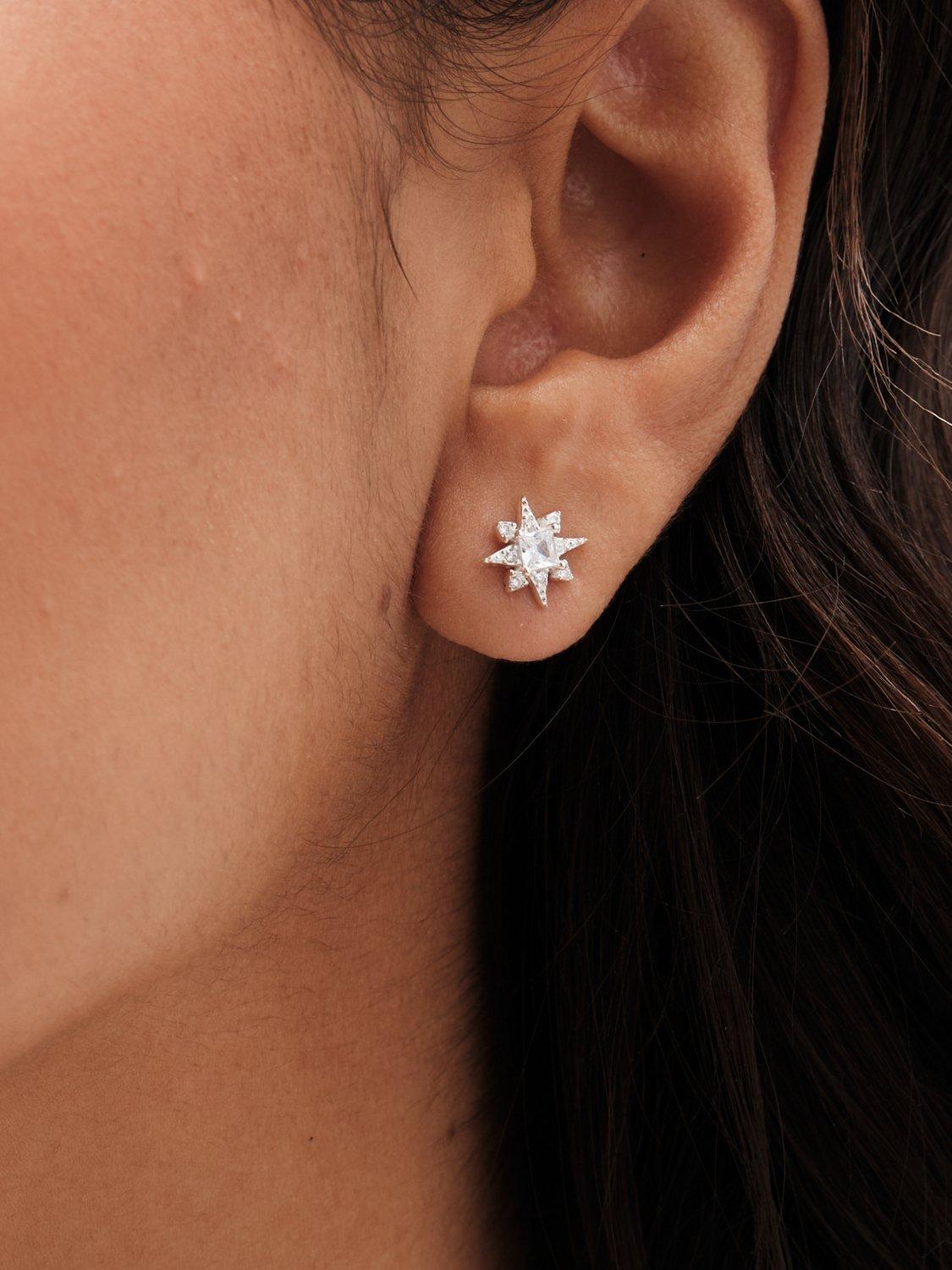 Product image 2 of 2, which shows Simply Silver Cubic Zirconia Star Stud Earrings, Silver
