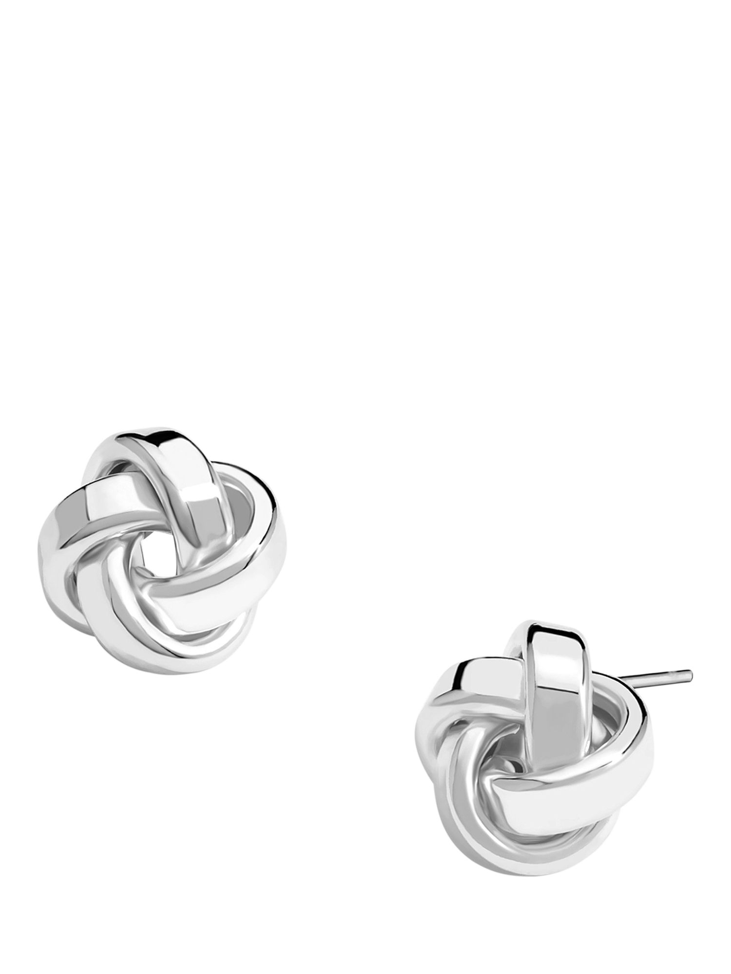 Product image 1 of 3, which shows Simply Silver Polished Double Row Knot Stud Earrings, Silver