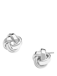 Simply Silver Polished Double Row Knot Stud Earrings, Silver