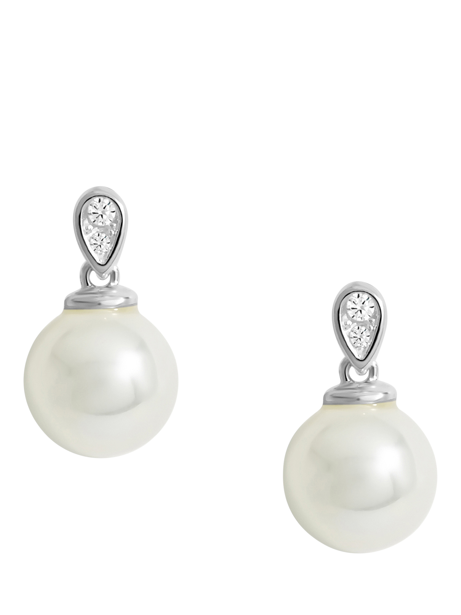 Product image 1 of 2, which shows Simply Silver Cubic Zirconia & Pearl Classic Stud Earrings, Silver