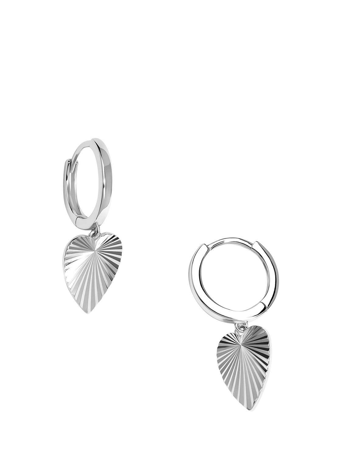 Product image 1 of 3, which shows Simply Silver Polished Diamond Cut Heart Drop Earrings, Silver