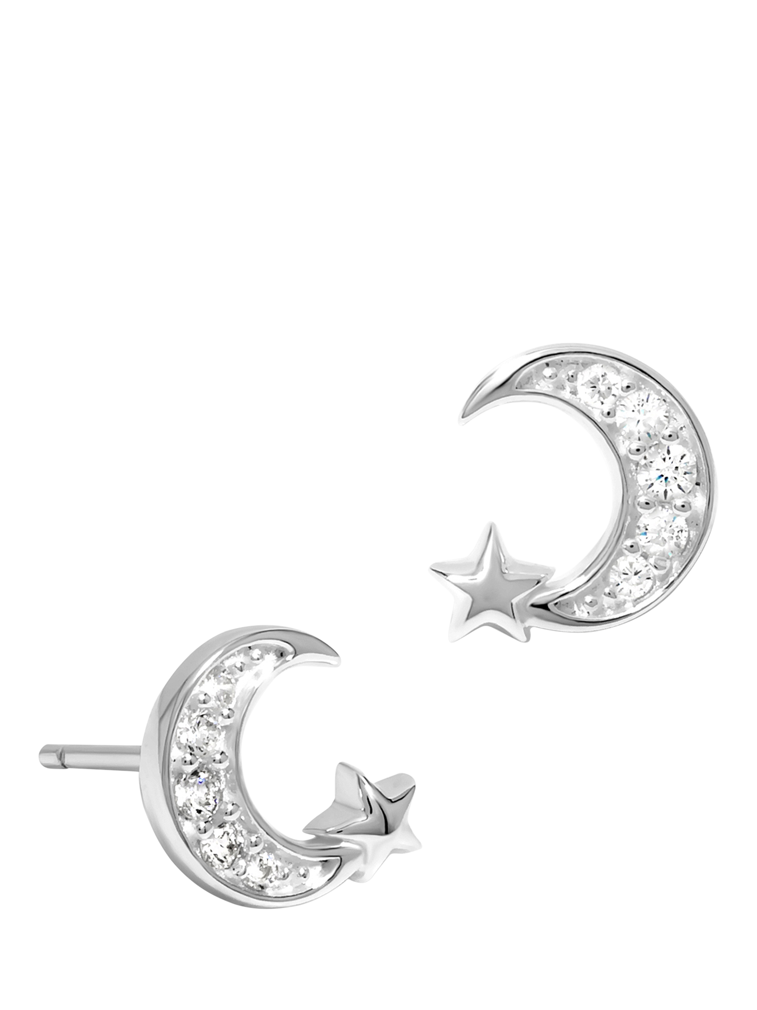 Product image 1 of 3, which shows Simply Silver Cubic Zirconia Pave Celestial Stud Earrings, Silver