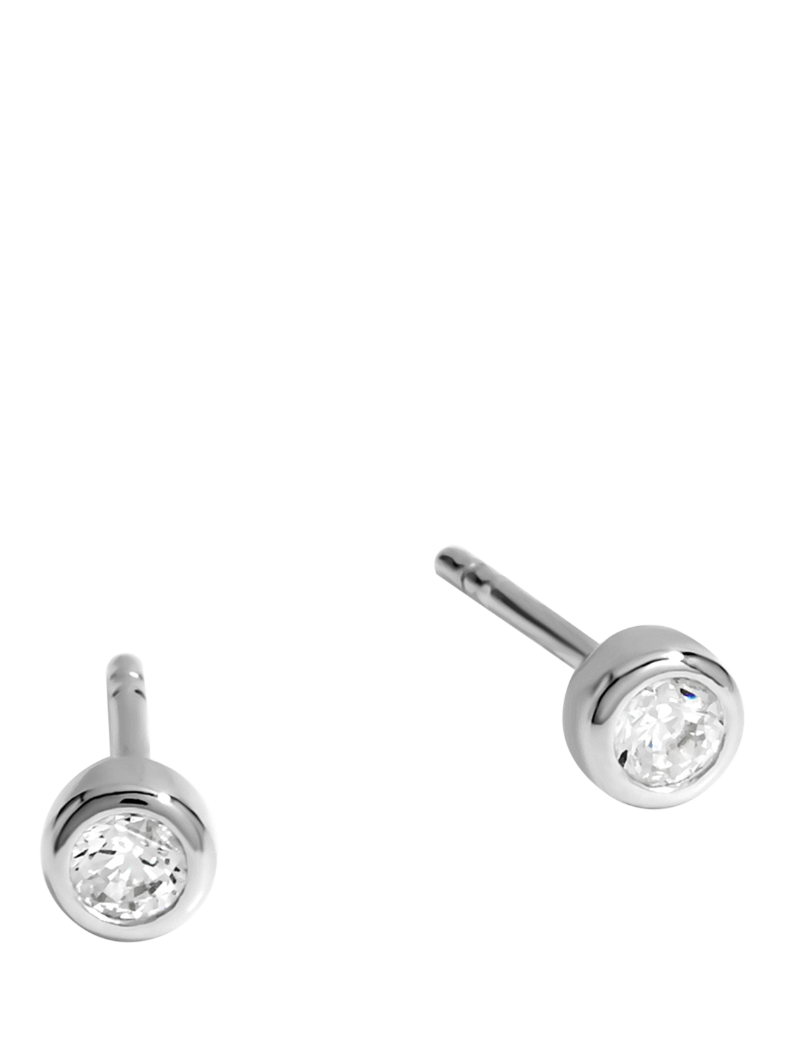 Product image 1 of 3, which shows Simply Silver Cubic Zirconia Mini Besel Stud Earrings, Silver