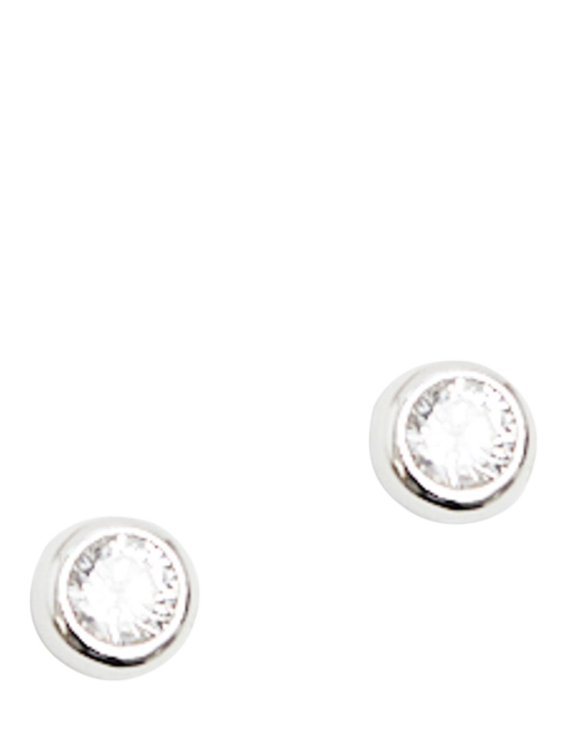 Product image 3 of 3, which shows Simply Silver Cubic Zirconia Mini Besel Stud Earrings, Silver