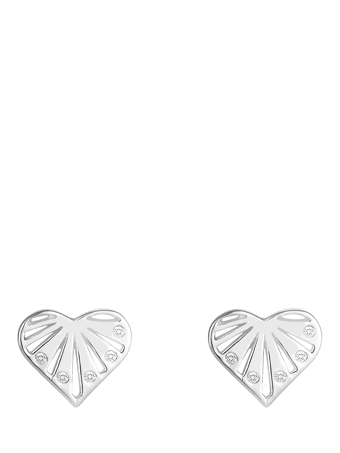 Product image 1 of 4, which shows Simply Silver Cubic Zirconia Sunburst Heart Stud Earrings, Silver