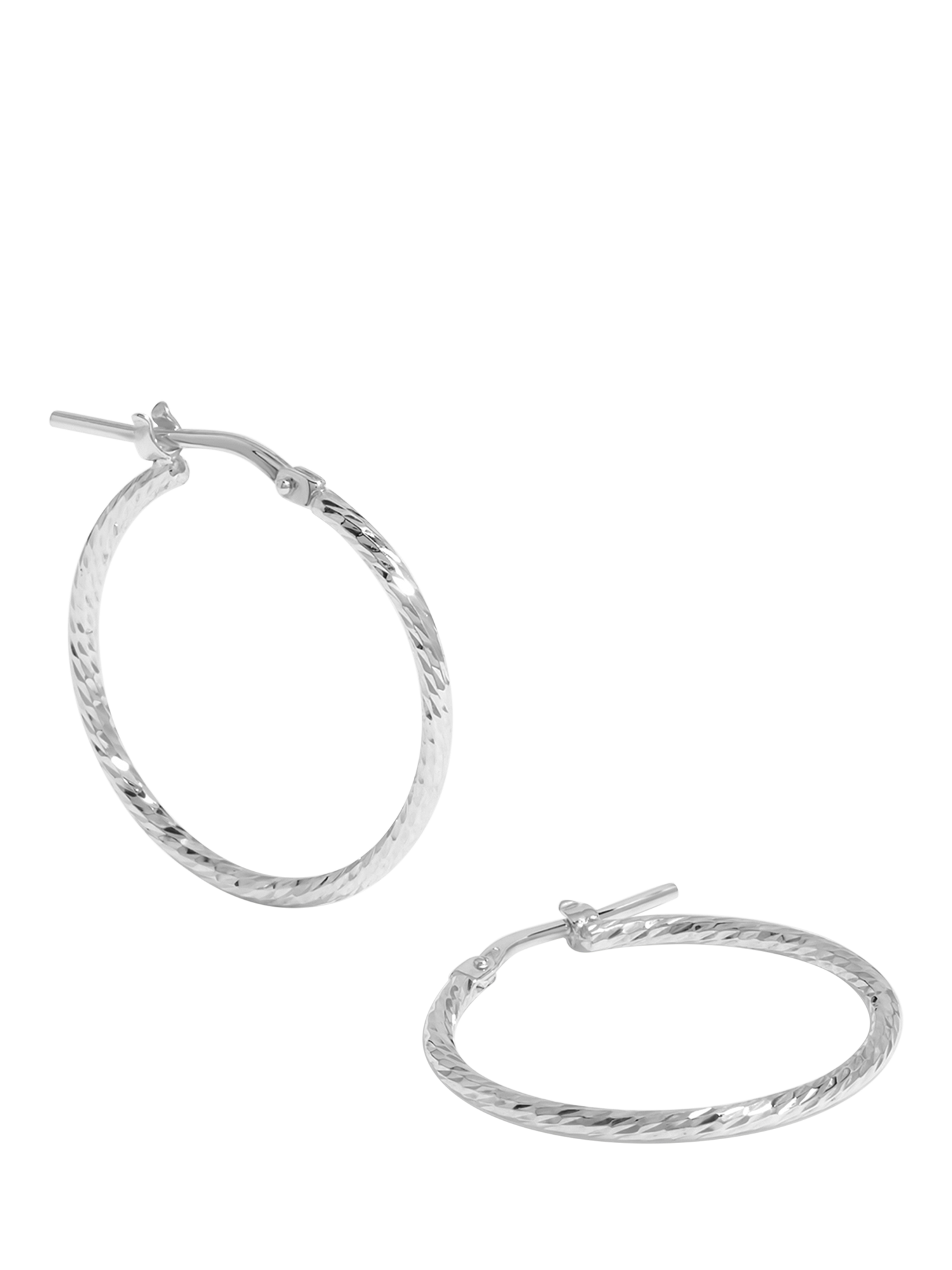 Product image 1 of 2, which shows Simply Silver Fine Twisted Diamond Cut Hoop Earrings, Silver
