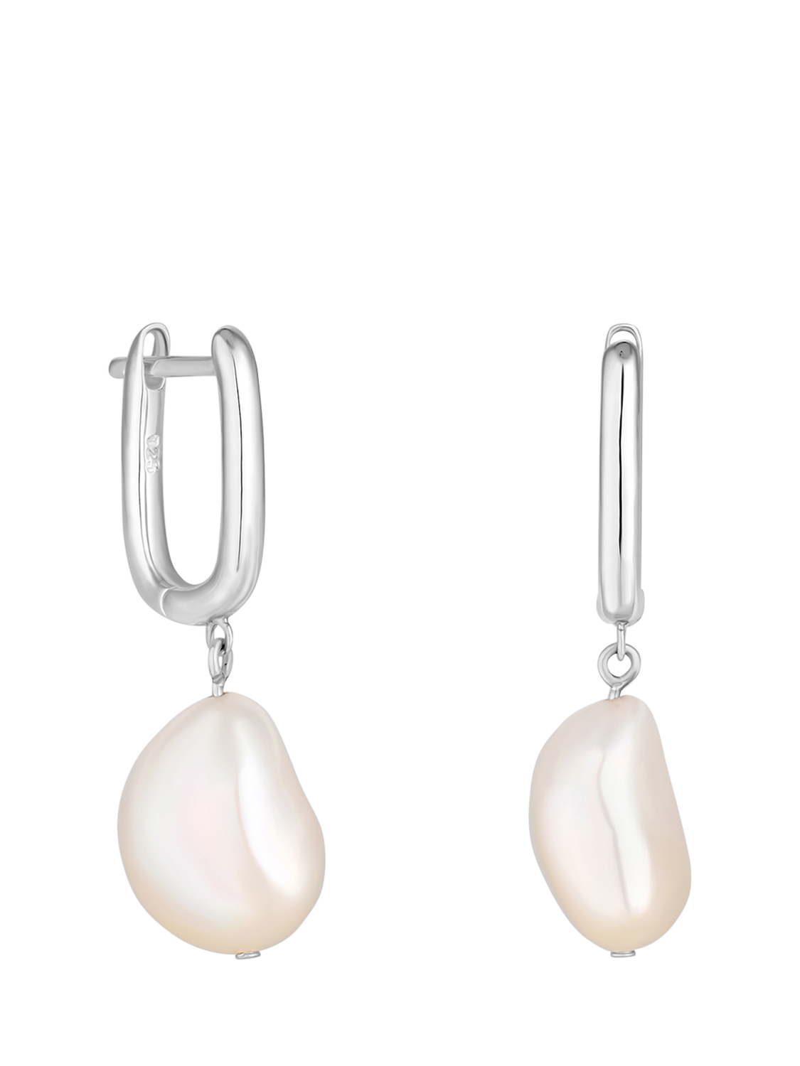 Product image 1 of 3, which shows Simply Silver Fresh Water Pearl Hoop Earrings, Silver