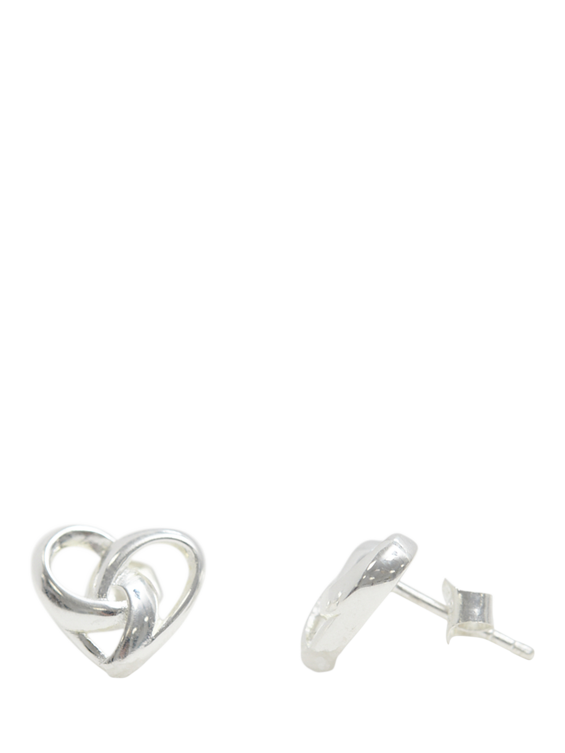 Product image 3 of 4, which shows Simply Silver Heart Knot Stud Earrings, Silver