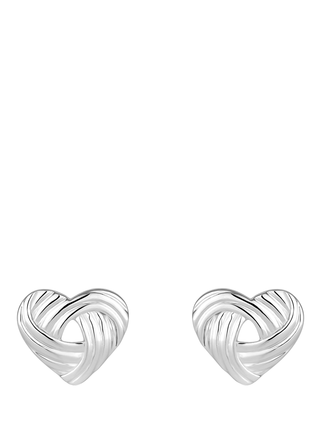 Product image 1 of 3, which shows Simply Silver Polished Knot Heart Stud Earrings, Silver